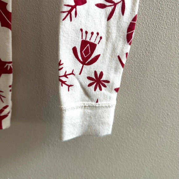 Hanna Andersson pajama long john top cream red reindeer 140 - Picture 6 of 8